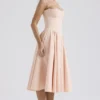Samaria Peach Parfait Twill Corset Midi Dress Samaria Peach Parfait Twill Corset Midi Dress