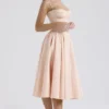 Samaria Peach Parfait Twill Corset Midi Dress Samaria Peach Parfait Twill Corset Midi Dress