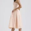 Samaria Peach Parfait Twill Corset Midi Dress Samaria Peach Parfait Twill Corset Midi Dress