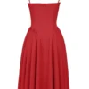 Samaria Red Gathered Midi Dress