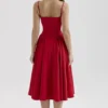 Samaria Red Gathered Midi Dress