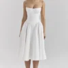 Samaria White Corset Midi Dress