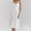 Samaria White Corset Midi Dress