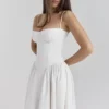 Samaria White Corset Midi Dress