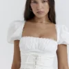 Samaya White Gathered Top