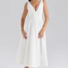 Samia White Stretch Cotton Midi Sundress Samia White Stretch Cotton Midi Sundress