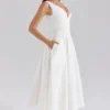 Samia White Stretch Cotton Midi Sundress Samia White Stretch Cotton Midi Sundress