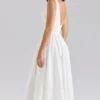 Samia White Stretch Cotton Midi Sundress Samia White Stretch Cotton Midi Sundress