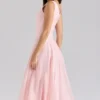 Samira Pink Chiffon Button Midi Dress
