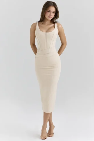 Samya Almond Corset Midi Dress Samya Almond Corset Midi Dress