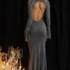 Sancha Steel Metallic Maxi Dress Sancha Steel Metallic Maxi Dress
