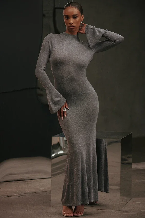 Sancha Steel Metallic Maxi Dress Sancha Steel Metallic Maxi Dress