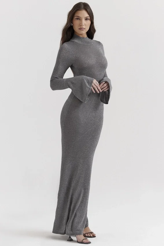 Sancha Steel Metallic Maxi Dress Sancha Steel Metallic Maxi Dress