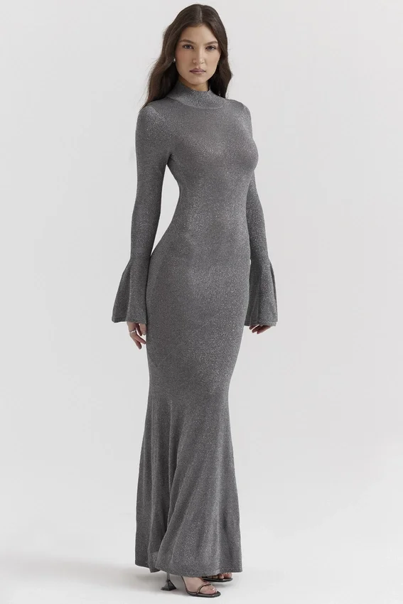 Sancha Steel Metallic Maxi Dress Sancha Steel Metallic Maxi Dress