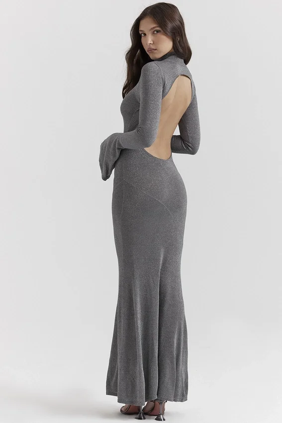 Sancha Steel Metallic Maxi Dress Sancha Steel Metallic Maxi Dress