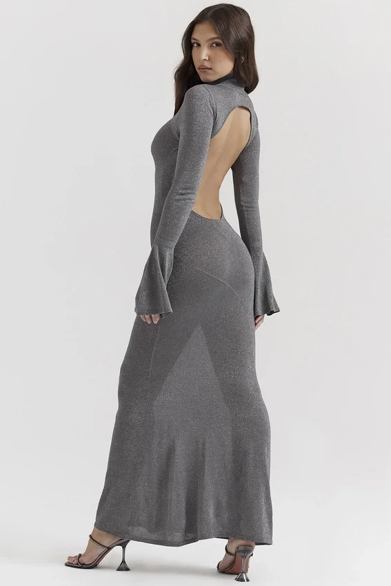 Sancha Steel Metallic Maxi Dress Sancha Steel Metallic Maxi Dress