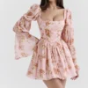 Sancia English Vintage Rose Print Puff Sleeve Mini Dress Sancia English Vintage Rose Print Puff Sleeve Mini Dress