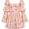 Sancia English Vintage Rose Print Puff Sleeve Mini Dress Sancia English Vintage Rose Print Puff Sleeve Mini Dress