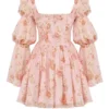 Sancia English Vintage Rose Print Puff Sleeve Mini Dress Sancia English Vintage Rose Print Puff Sleeve Mini Dress