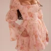 Sancia English Vintage Rose Print Puff Sleeve Mini Dress Sancia English Vintage Rose Print Puff Sleeve Mini Dress