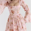 Sancia English Vintage Rose Print Puff Sleeve Mini Dress Sancia English Vintage Rose Print Puff Sleeve Mini Dress