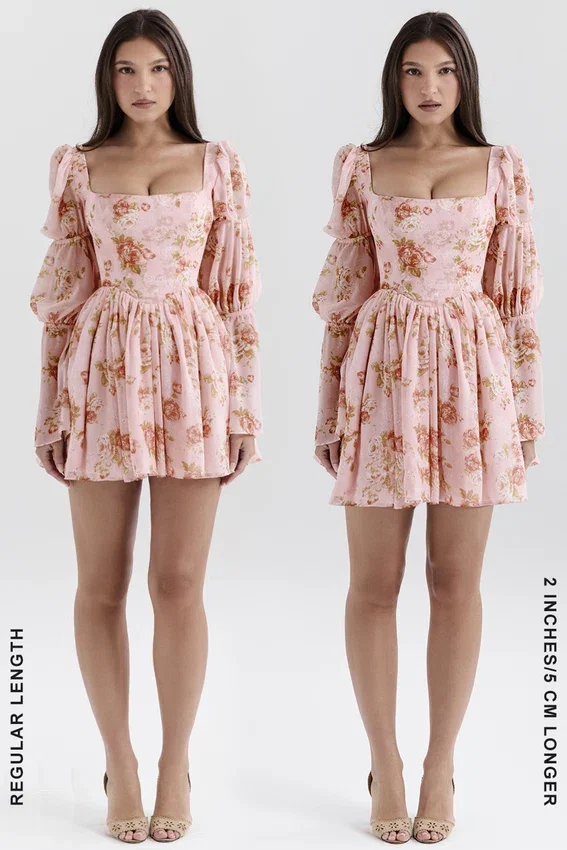 Sancia English Vintage Rose Print Puff Sleeve Mini Dress Sancia English Vintage Rose Print Puff Sleeve Mini Dress