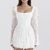 Sancia White Lace Puff Sleeve Mini Dress Sancia White Lace Puff Sleeve Mini Dress