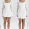 Sancia White Lace Puff Sleeve Mini Dress Sancia White Lace Puff Sleeve Mini Dress