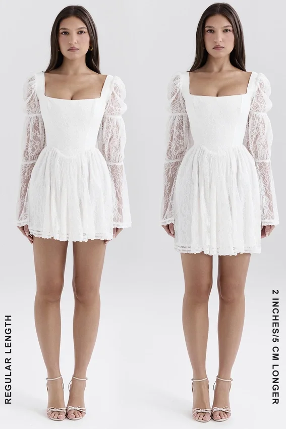 Sancia White Lace Puff Sleeve Mini Dress Sancia White Lace Puff Sleeve Mini Dress