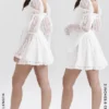 Sancia White Lace Puff Sleeve Mini Dress Sancia White Lace Puff Sleeve Mini Dress