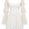 Sancia White Lace Puff Sleeve Mini Dress Sancia White Lace Puff Sleeve Mini Dress