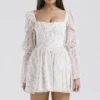Sancia White Posy Print Puff Sleeve Mini Dress Sancia White Posy Print Puff Sleeve Mini Dress