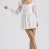 Sancia White Posy Print Puff Sleeve Mini Dress Sancia White Posy Print Puff Sleeve Mini Dress