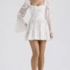 Sancia White Posy Print Puff Sleeve Mini Dress Sancia White Posy Print Puff Sleeve Mini Dress