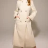 Sander Cream Double Breasted Funnel Neck Coat