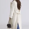 Sander Cream Double Breasted Funnel Neck Coat