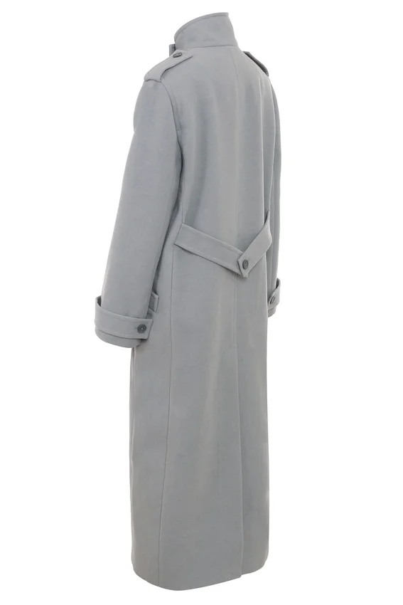 Sander Grey Double Breasted Funnel Neck Coat Sander Grey Double Breasted Funnel Neck Coat