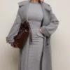 Sander Grey Double Breasted Funnel Neck Coat Sander Grey Double Breasted Funnel Neck Coat