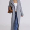 Sander Grey Double Breasted Funnel Neck Coat Sander Grey Double Breasted Funnel Neck Coat