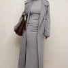 Sander Grey Double Breasted Funnel Neck Coat Sander Grey Double Breasted Funnel Neck Coat