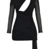 Santa Black Glitter Cutout Mini Dress Santa Black Glitter Cutout Mini Dress