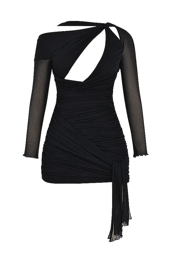 Santa Black Glitter Cutout Mini Dress Santa Black Glitter Cutout Mini Dress