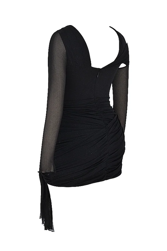 Santa Black Glitter Cutout Mini Dress Santa Black Glitter Cutout Mini Dress
