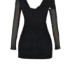 Santa Black Glitter Cutout Mini Dress Santa Black Glitter Cutout Mini Dress