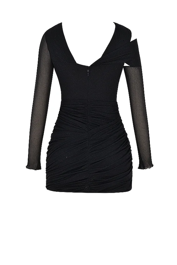 Santa Black Glitter Cutout Mini Dress Santa Black Glitter Cutout Mini Dress