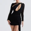 Santa Black Glitter Cutout Mini Dress Santa Black Glitter Cutout Mini Dress
