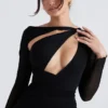 Santa Black Glitter Cutout Mini Dress Santa Black Glitter Cutout Mini Dress