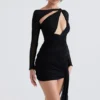 Santa Black Glitter Cutout Mini Dress Santa Black Glitter Cutout Mini Dress