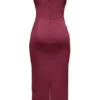 Santana Berry Satin Strapless Midi Dress Santana Berry Satin Strapless Midi Dress
