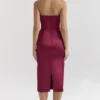 Santana Berry Satin Strapless Midi Dress Santana Berry Satin Strapless Midi Dress